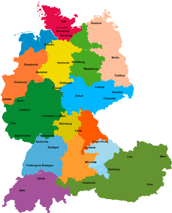 Karte mit Beraterregionen