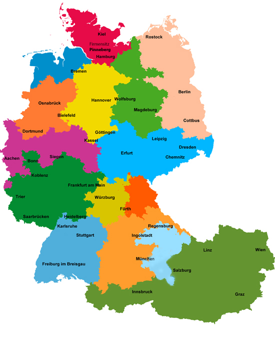 Karte mit Beraterregionen
