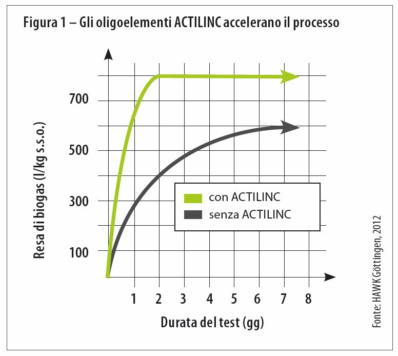 Grafico - Gli oligoelementi ACTILINC accelerano il processo